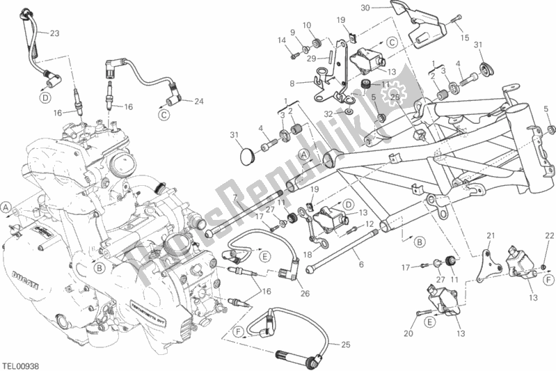 Toutes les pièces pour le Cadre du Ducati Multistrada 1200 Touring USA 2016